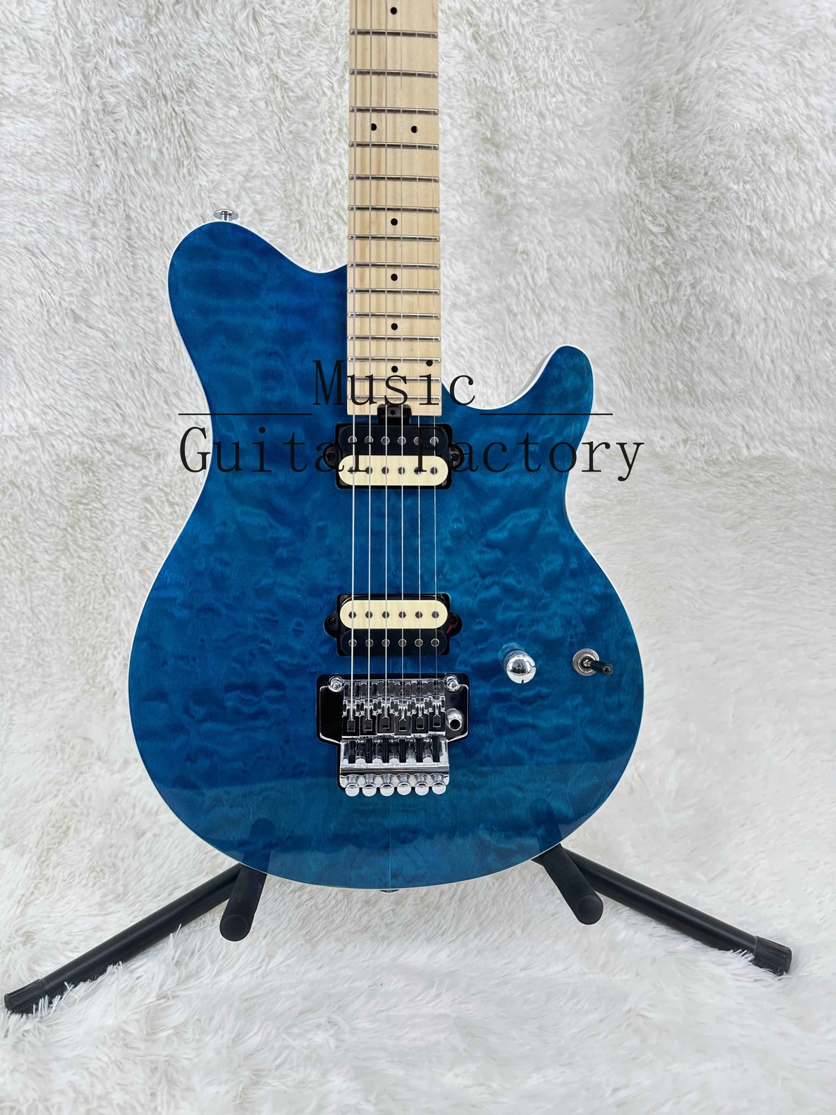 New Blue 6-Strings Electric Guitar Mahogany Maple Neck Two-color Pickups Spot