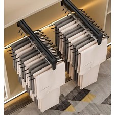 Pull Out Closet Valet Rod Clothing Rail Telescopic Wardrobe Hanger Storage Rack