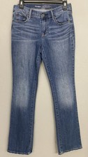 Old Navy Women's Blue Denim Jeans Mid-Rise Slim Boot-Cut Medium Wash Size 4 Reg