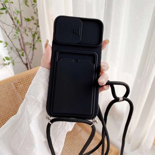 Card Storage Phone Case With Sliding Camera Cover Detachable Strap For Phone 15 - Picture 2 of 14