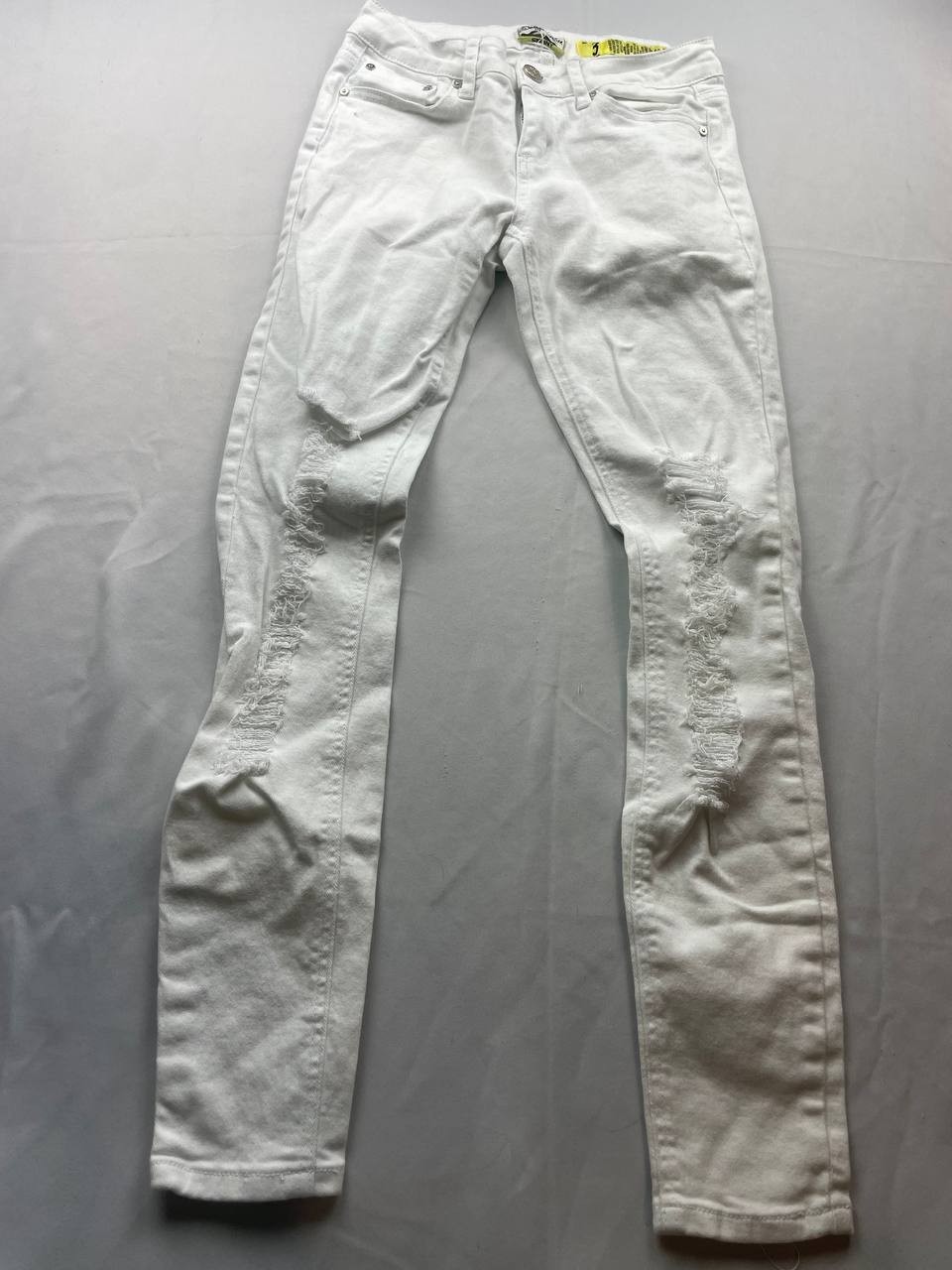 Indigo Rein Skinny Jeans Womens Size 3 Juniors White Denim Distressed Pockets