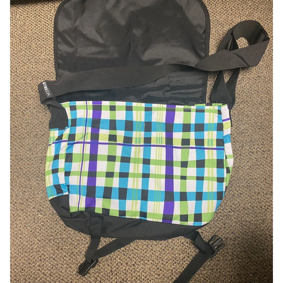Tribeca Messenger Bag Blue Green Purple White Black 16x12 Laptop Books NWT - Image 3 of 3