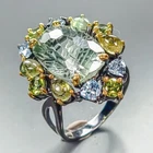 Handmade 13 ct+ Natural Green Amethyst Ring 925 Sterling Silver Size 9 /R464224