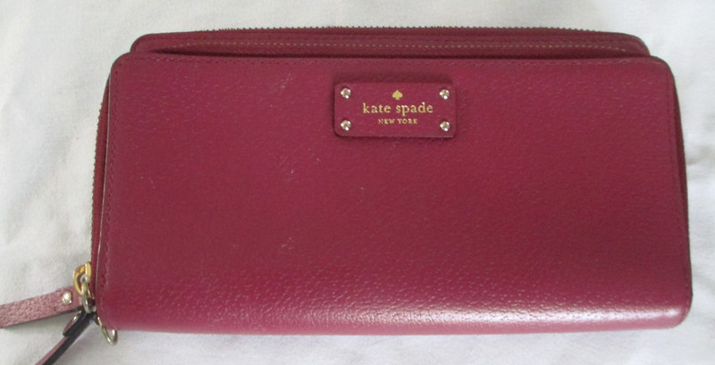 KATE SPADE Grove Street Anita Double Zip  Wallet Merlot Leather Clutch NWOT