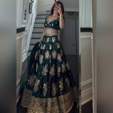 Gorgeous Sequin Zari green Lehenga Choli - Size 6