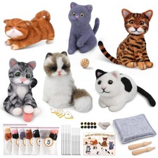 6 Pcs Needle Felting Kit, Animal Needle Felting Beginner Kits Wool Felt Needl...