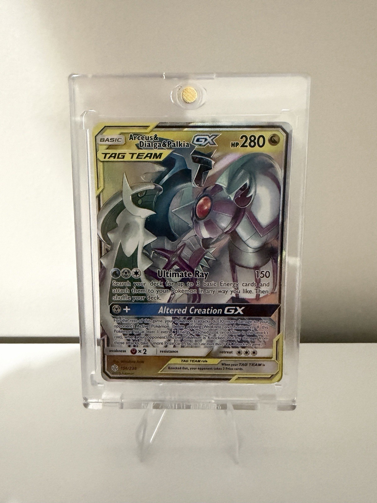 Pokemon - Arceus & Dialga & Palkia GX 156/236 Ultra Rare - Cosmic Eclipse - NM