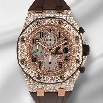 Audemars Piguet 42mm Royal Oak Offshore 18k Rose Gold 17ct Diamant Uhr 26470OR