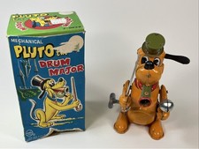 Marx Pluto Drum Major Marx Tin Litho Wind-Up Toy Vintage w Box Walt Disney read