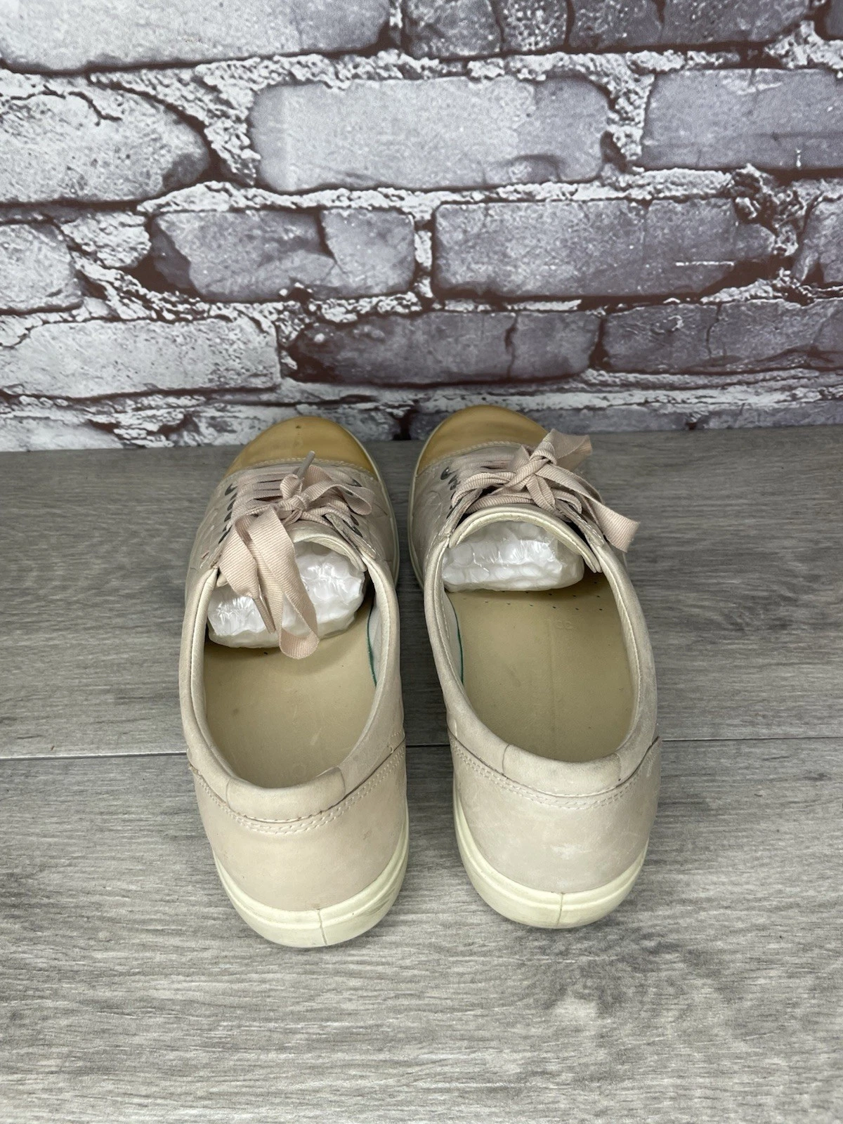 Scarpe stringate ECCO moda sneaker morbide trapuntate cravatta rosa polvere donna 39EU 8 5M US