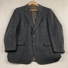 Brooks Brothers 100 Camel Hair Blazer Sports Coat Mens 46 Reg Dark Check Gray