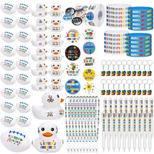 MotiMind 1140 Pcs Autism Awareness Set: Lanyards, Ducks, Stress Balls & More