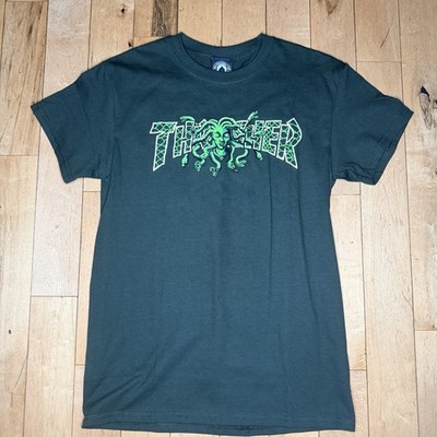 Thrasher Magazine MEDUSA LOGO Skateboard T Shirt FOREST GREEN Sz: S
