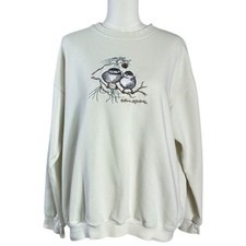 Vintage 90s Northern Reflections Winter Snow Birds Cream Oversized Sweatshirt XL
