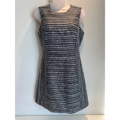 Milly Wool blend Black and White Textured Tweed Sleeveless Shift Dress Size 6