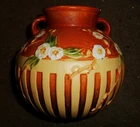 Roseville Art Pottery Cherry Blossom Orange Vase 625-8” 2 Handles c.1933