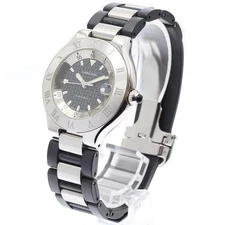 CARTIER MAST 21 W10147U2 37mm SS Black Dial Automatic Date Boys Watch #C799