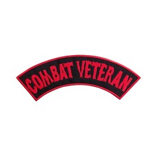 Large 12" COMBAT VETERAN Embroidered Rocker Patch - Red & Black Biker Top Rocker