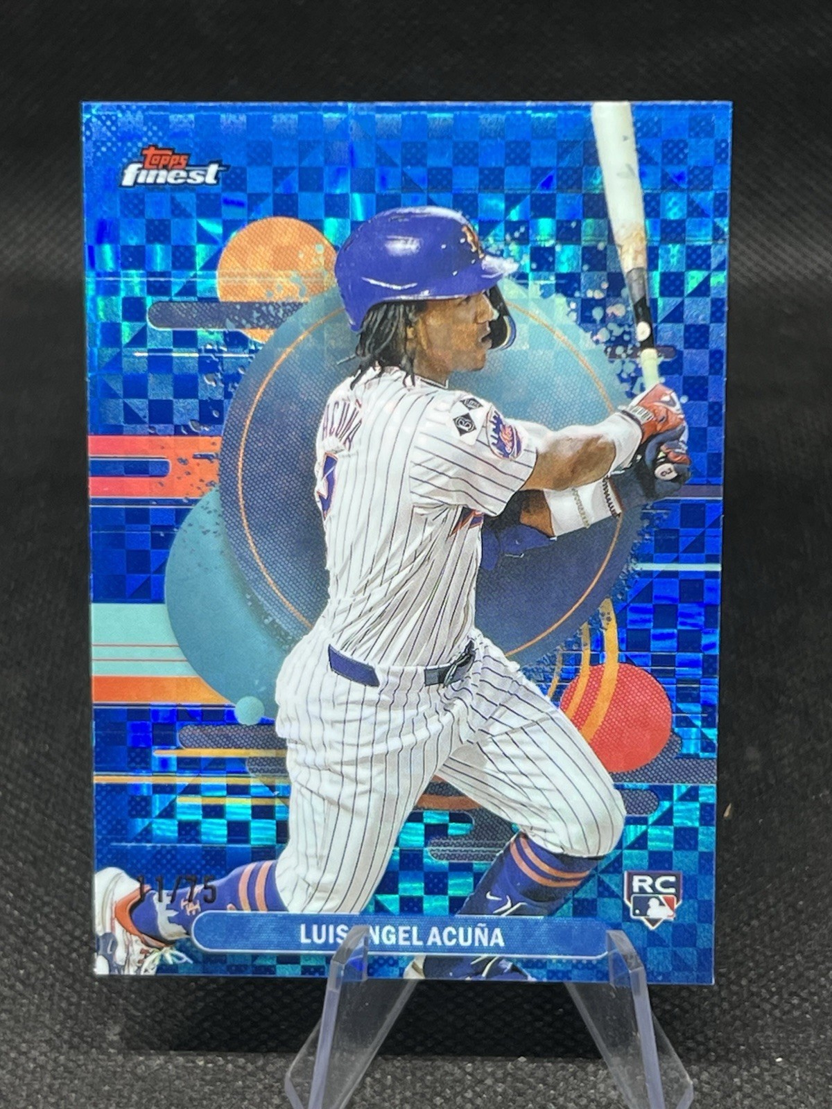 2025 Topps Finest Luisangel Acuna #108 RC Uncommon Blue Checkerboard /75