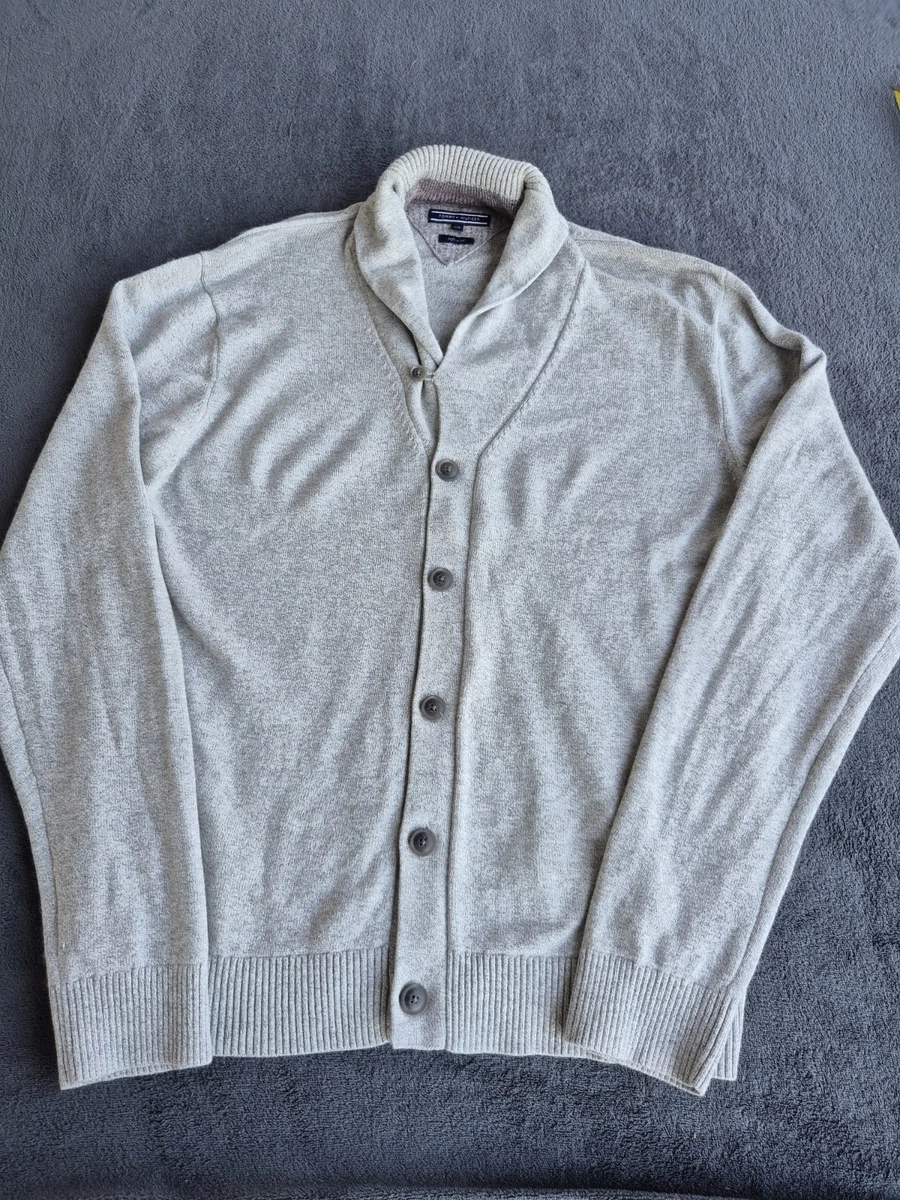Cárdigan Tommy Hilfiger Lana Gris Cuello Chal Botonado Hombre 2XL
