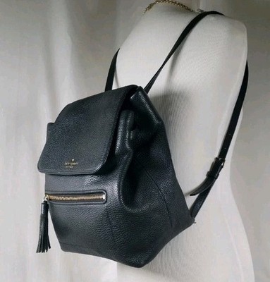 Kate Spade Chester Street Kacy Pebbled Leather Backpack Black & Gold w/ Tassel Kate Spade Chester Street Kacy Black Leather Backpack Cow  main image 4
