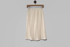 Vintage Made in USA Skirt Swimsuit Coverup Crochet Cream Elastic Waist