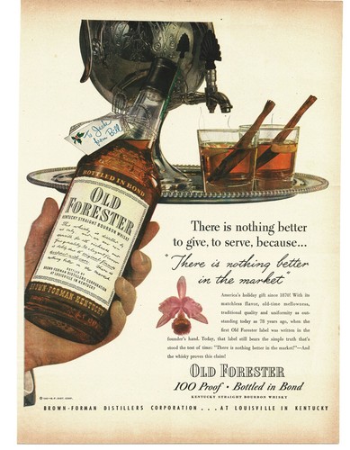 1948 Old Forester Bourbon Vintage Print Ad Kentucky Straight Whiskey Samovar Art
