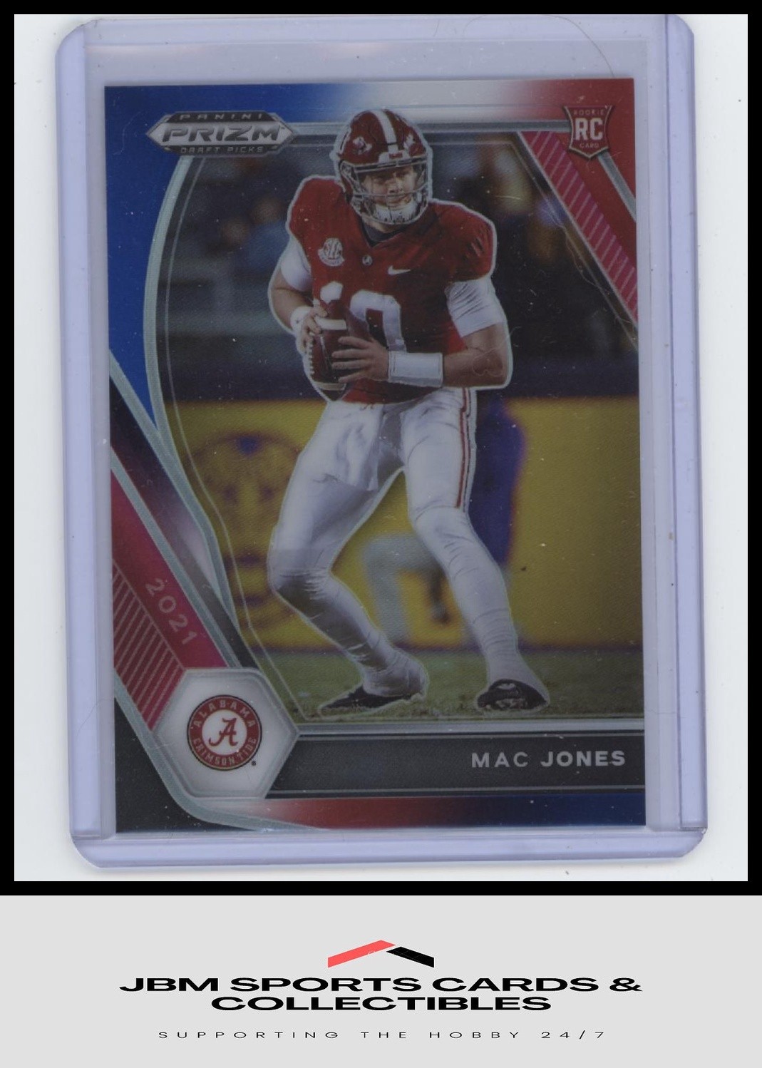 2021 Panini Prizm Draft Picks #104 Mac Jones Red White and Blue RC