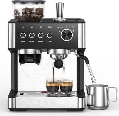 #ad 20 Bar Espresso Machine with Built in Anti Clog Coffee Grinder Expresso Coffee $248.99