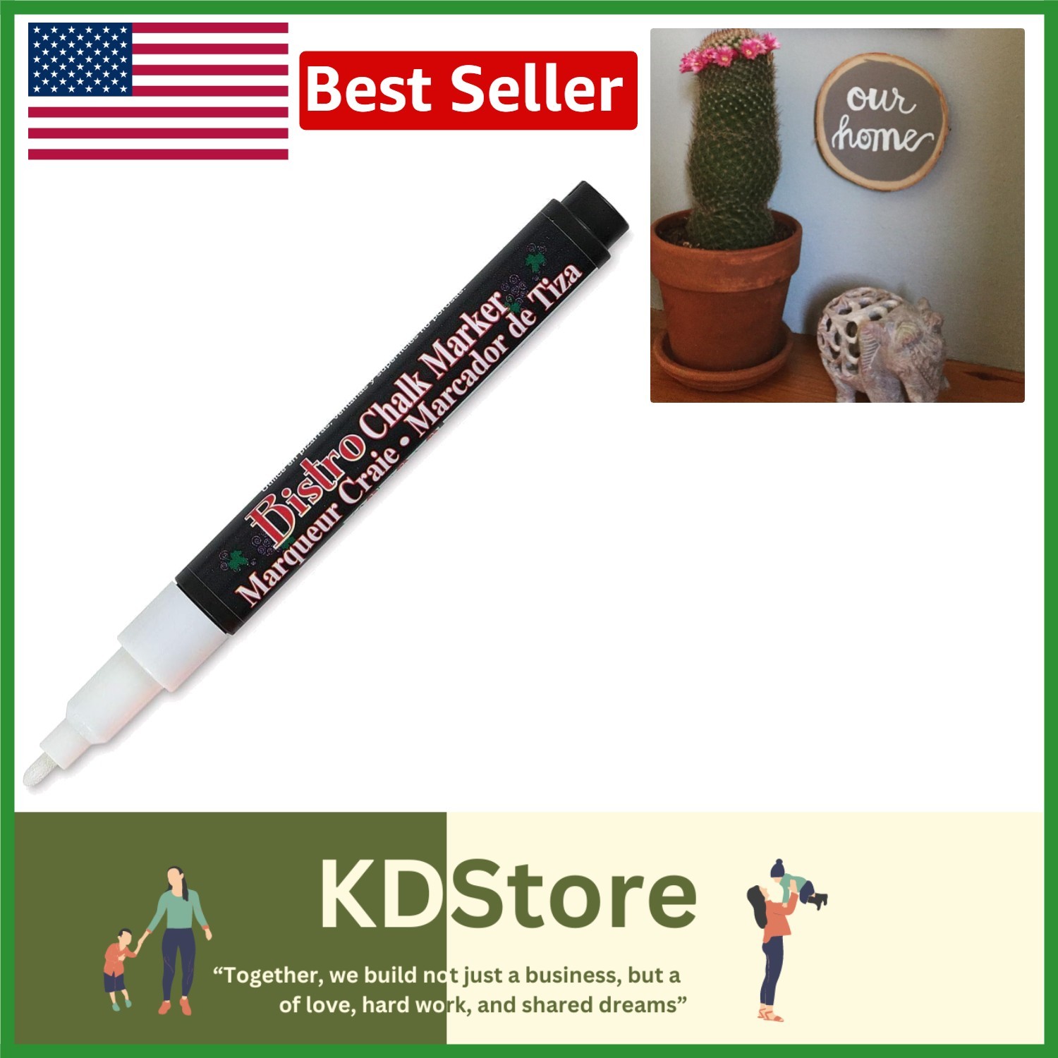 White Broad Point Chalk Marker for Windows & Glass - Erasable Art Marker