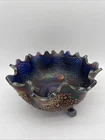 Vintage 10" Fenton? Carnival Glass 3 Footed Bowl Orange Tree Pattern Design
