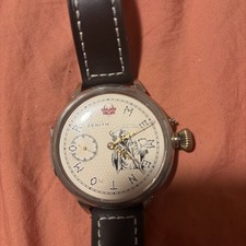 Zenith Memento Mori Masonic Antique 1900 Swiss Amazing Art Deco Silver Men Watch