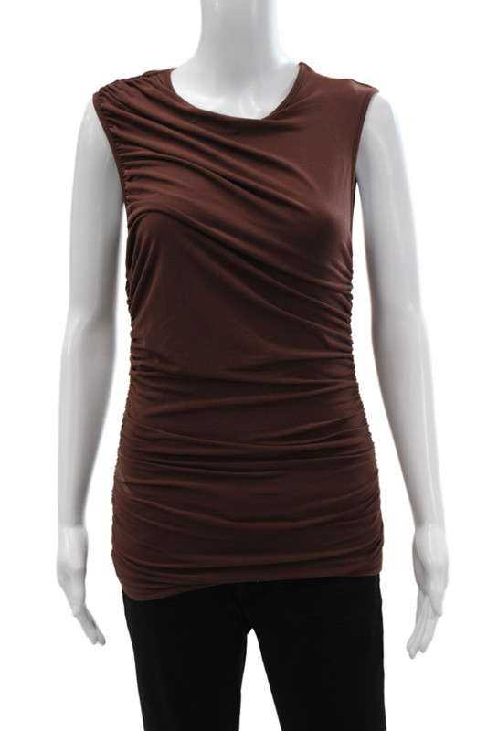J Crew Women Cowl Neck Sleeveless Basic Tank Solid Brown Polyester Size S
