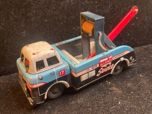 Vintage 1950's Marx ALLSTATE 24 Hour Emergency Service Friction Tin Tow Truck