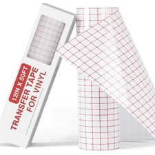 12x50 FT Clear Vinyl Transfer Tape - Easy Release with Grid for Crafting