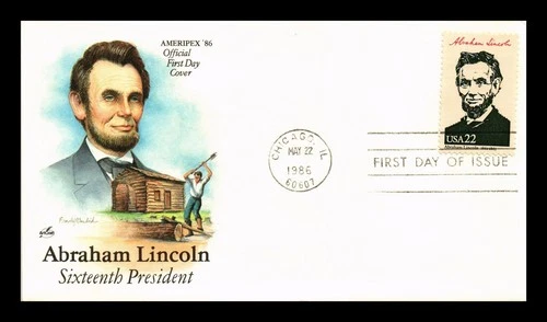 US COVER PRESIDENT ABRAHAM LINCOLN AMERIPEX 86 FIRST DAY ISSUE ARTCRAFT
