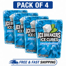 ICE BREAKERS Ice Cubes Peppermint Sugar Free Gum 3.24oz 4 Pack