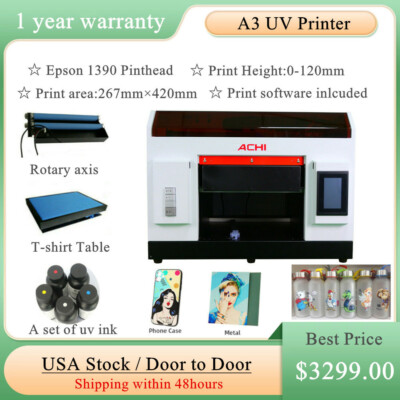 ACHI A3 UV Printer Flat Printer 1390 Printer Head Rotary Holder for Cylindrical