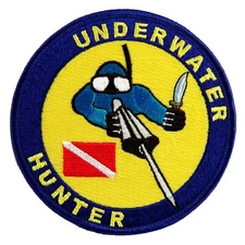 UNDERWATER HUNTER PATCH SCUBA DIVING EMBLEM embroidered iron-on SPEARFISHING new