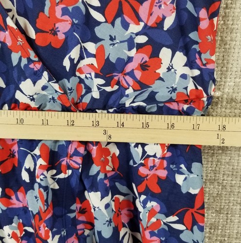 Studio B By Bobeau Sleeveless Faux Wrap Midi Dress Red Blue Floral Women M-L NWT - Picture 5 of 13