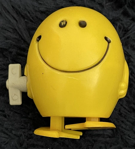 Vintage Mr Men Mr Happy Marx Toys Wind Up Clockwork Toy Working Yellow Plastic
