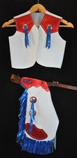 Custom Made Patriotic Leather Kids Chinks and Vest Set/Made in USA