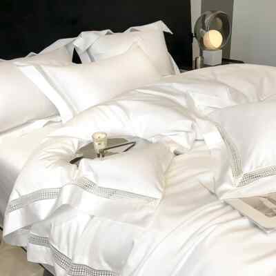 Cotton White Bedding Set Edge Duvet Cover Bed Sheet Sheet Pillowcases