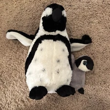 Adventure Planet Black Footed Penguin and Baby Plush Stuffed Animal Sewn Eyes
