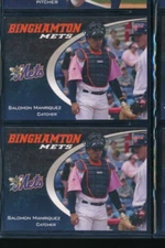 Lot (2) 2008 Choice #15 Salomon Manriquez Binghamton Mets Player Lot (FT13)