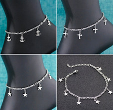 Stainless Steel Dangle Tassel Anchor Star Cross Anklet Foot Ankle Chain 8 2" P11