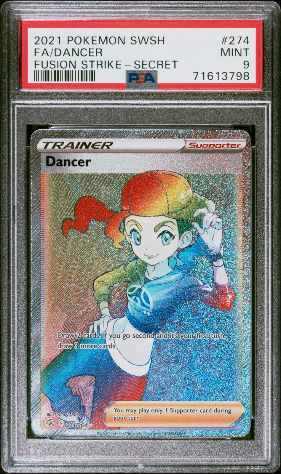 2021 Pokemon Fusion Strike #274 DANCER FULL ART Rainbow PSA 9 Mint