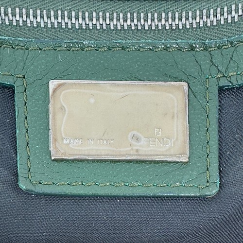 Fendi Hand Bag Shoulder Bag Purse Green Leather Auth Silver Zip Ring From Japan - Picture 21 of 24