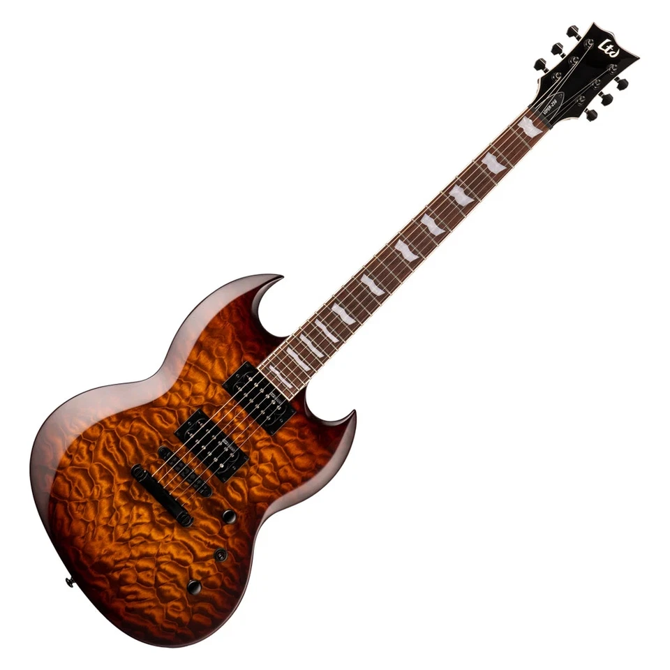 Guitarra elétrica ESP LTD Viper-256QM - marrom escuro Sunburst - Imagem 2 de 4