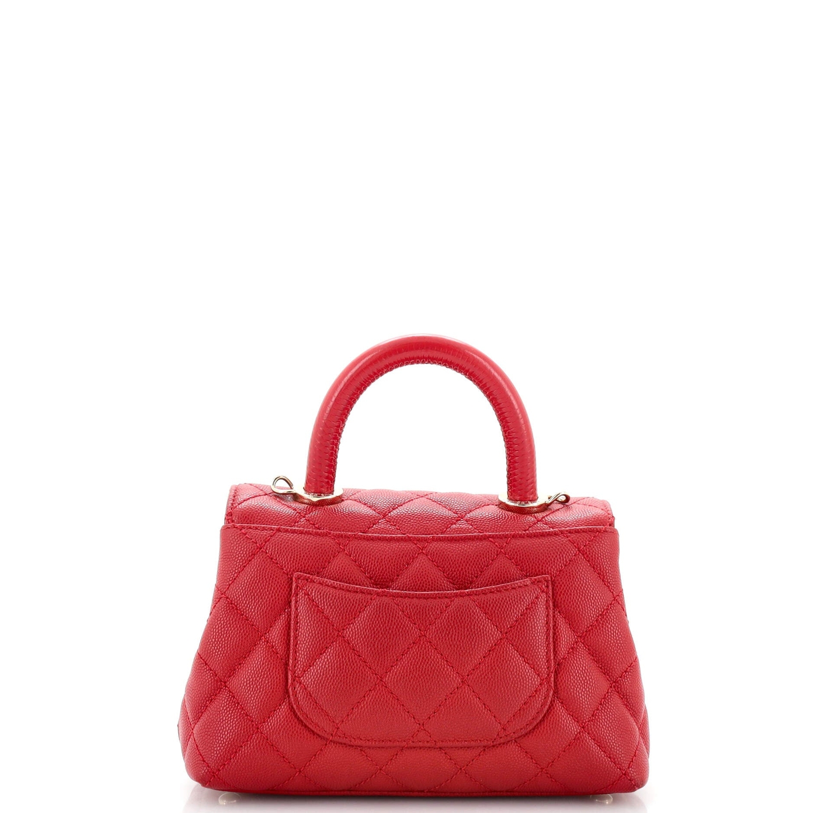 Chanel Coco Top Handle Bag Quilted Caviar with Lizard Embossed Handle
